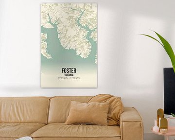 Vintage landkaart van Foster (Virginia), USA. van Rezona