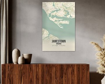 Vintage landkaart van Jamestown (Virginia), USA. van MijnStadsPoster