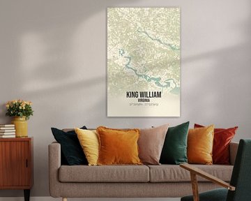 Vintage landkaart van King William (Virginia), USA. van MijnStadsPoster