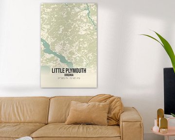 Vintage landkaart van Little Plymouth (Virginia), USA. van Rezona
