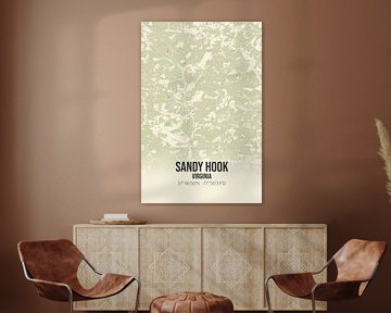 Carte ancienne de Sandy Hook (Virginie), USA. sur Rezona