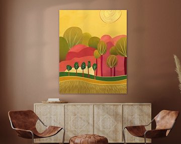 Five trees in summer abstract landscape by Tanja Udelhofen