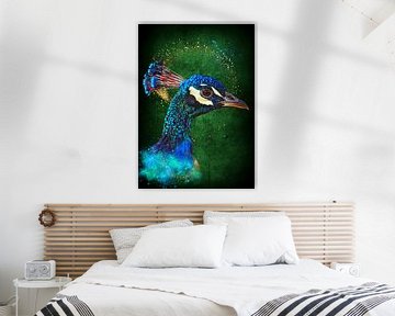 Peacock head with gold glitter by Postergirls