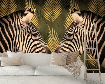Twee Zebra's in de gouden jungle van Marjolein van Middelkoop