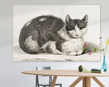 Liggende kat door Jean Bernard. Retro tekening van het Rijksmuseum van Dina Dankers