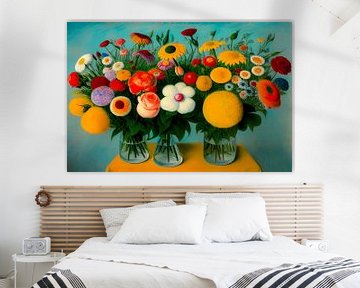 Klassieke bloemenpracht, digitaal schilderij van Mariëlle Knops, Digital Art
