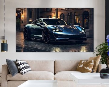 Porsche Taycan Blauw van PixelPrestige