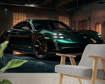 Groene Porsche Taycan