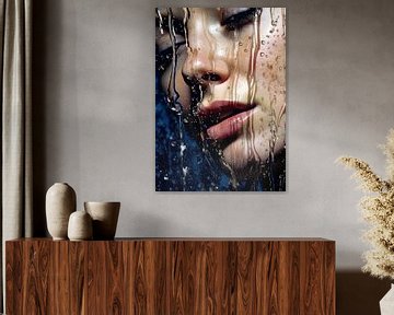 vrouw portret waterdruppels regen douche Marilyn Minter van Jan Bechtum