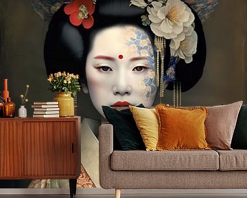 Portret van een geisha van Carla van Zomeren