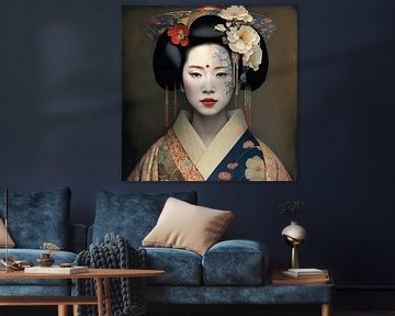 Portret van een geisha van Carla van Zomeren