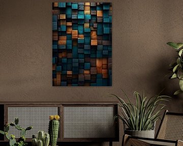 Abstraktes Muster aus Holzblöcken von Jan Bechtum