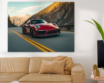 Porsche 911 Turbo rouge sur PixelPrestige