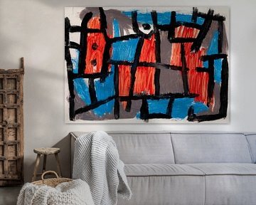 L'heure qui précède une nuit par Paul Klee. Peinture abstraite rouge, bleue et grise sur Dina Dankers
