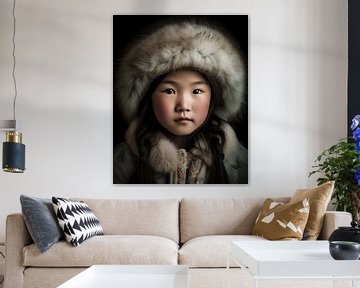 Porträt "Mongolisches Mädchen" von Carla Van Iersel
