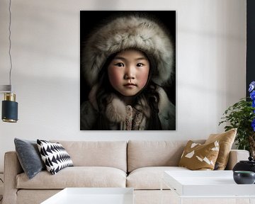 Portrait "Fille mongole" sur Carla Van Iersel