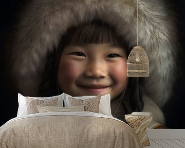 Portrait "Mongolian girl" by Carla Van Iersel