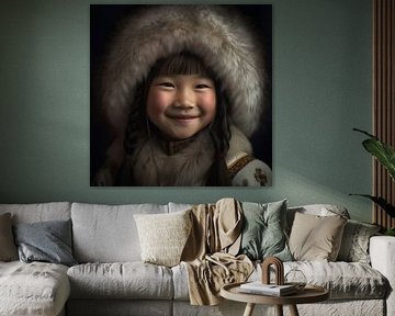 Porträt "Mongolisches Mädchen" von Carla Van Iersel