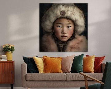 Portrait "Fille mongole" sur Carla Van Iersel
