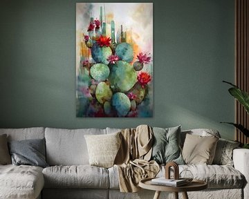 Aquarel Cactussen van Uncoloredx12