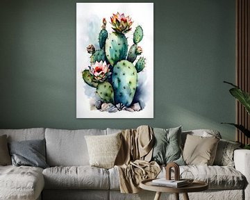 Aquarel Cactussen van Uncoloredx12