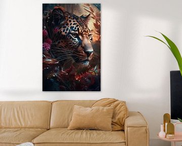 Tiger im Dschungel Porträt von Digitale Schilderijen