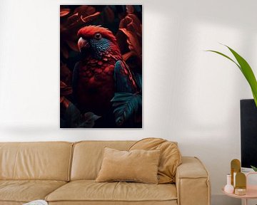 Rode papegaai van Digitale Schilderijen