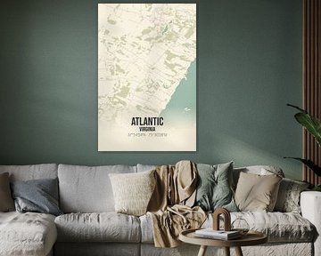 Vintage landkaart van Atlantic (Virginia), USA.