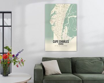 Vintage landkaart van Cape Charles (Virginia), USA. van MijnStadsPoster