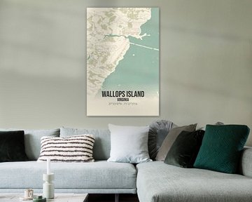 Vintage landkaart van Wallops Island (Virginia), USA. van Rezona