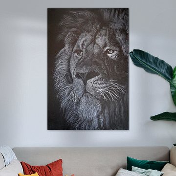 Lion in Black and White