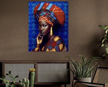 Kleurrijk portret van een Afrikaanse vrouw van Carla Van Iersel