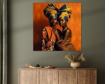 Farbenfrohes Porträt von zwei afrikanischen Frauen von Carla Van Iersel