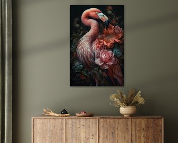 Flamingo in bloemenzee van Patrick Nijhuis