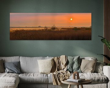 Panorama-Sonnenuntergang am Zuidlaardermeer