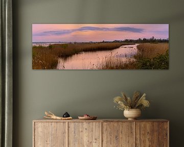 Panorama sunset at Zuidlaardermeer