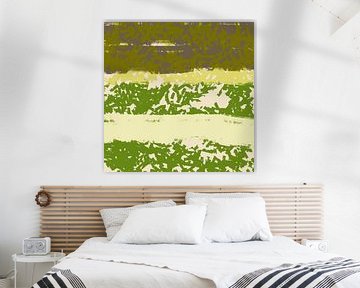 Color shapes and lines. Modern abstract landscape in pastel colors. Meadow by Dina Dankers