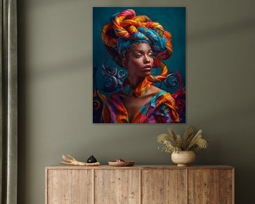 Violet with hair wrapped in colourful satin ribbons