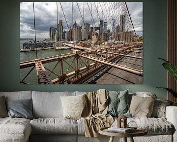 Downtown Manhattan von der Brooklyn Bridge aus von Albert Mendelewski