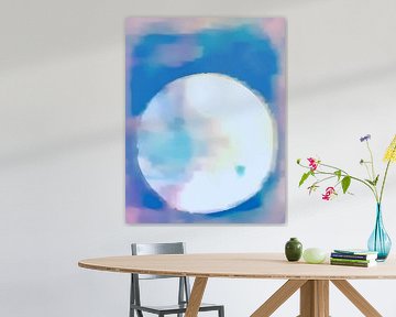 Sanfter Mond am Blauen Nachthimmel Pop Art Blau von FRESH Fine Art