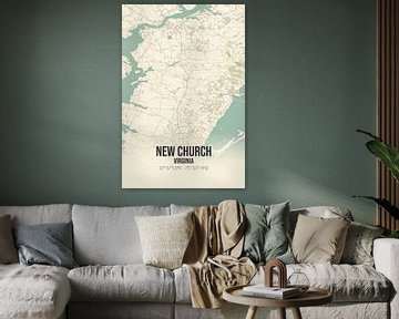 Vintage landkaart van New Church (Virginia), USA. van MijnStadsPoster