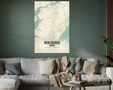 Vintage landkaart van New Church (Virginia), USA. van Stad & Wand
