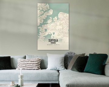 Vintage landkaart van Suffolk (Virginia), USA. van Rezona
