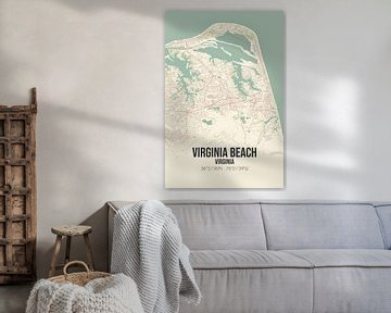 Carte ancienne de Virginia Beach (Virginie), USA. sur Rezona