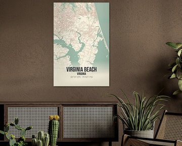 Carte ancienne de Virginia Beach (Virginie), USA. sur Rezona