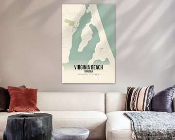 Alte Karte von Virginia Beach (Virginia), USA. von MeinStadtPoster