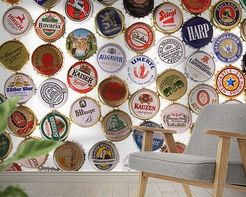Bottle caps from different beers