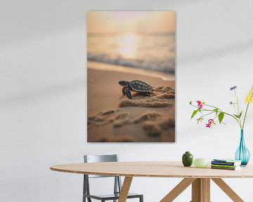 Bébé tortue sur la plage sur drdigitaldesign