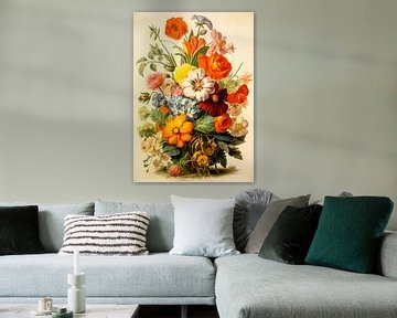 Bloemen in vintage illustratie van Peet de Rouw