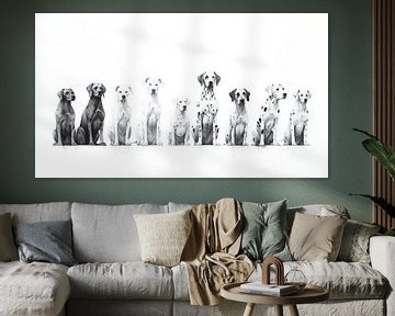 Dog group portrait semi-abstract by Vlindertuin Art
